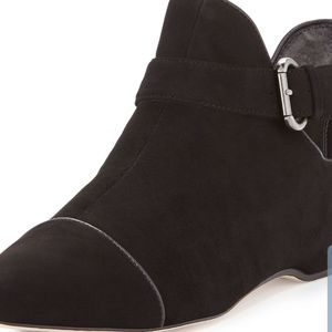 Leon Max Levy Suede Cap-Toe Bootie, Black